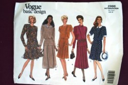 2986 VOGUE EZ SS-LS BLOUSON PLEAT DRESS LENGTHS PATTERN 6-10